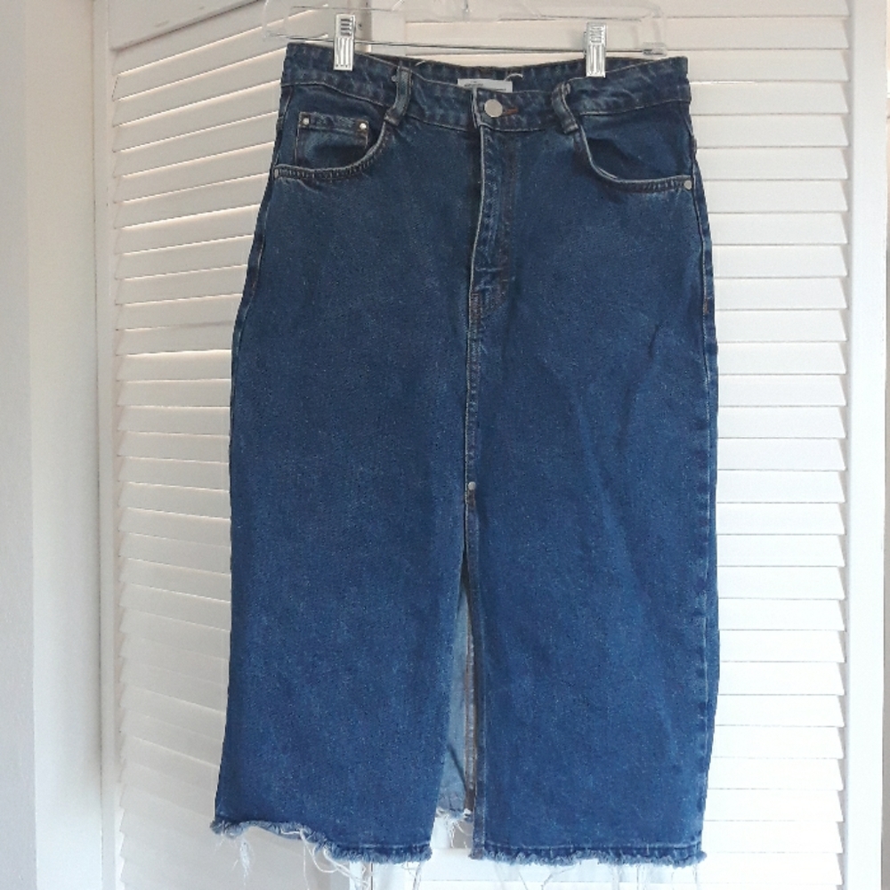 Zara midi denim skirt with front slit